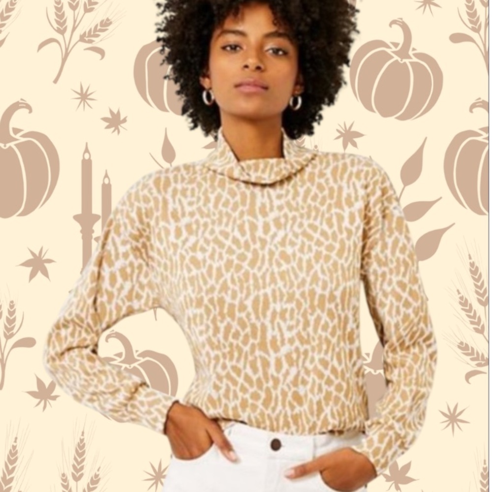 LOFT MOCKNECK PULLOVER ANIMAL PRINT SWEATER SIZE MEDIUM - Picture 6 of 10